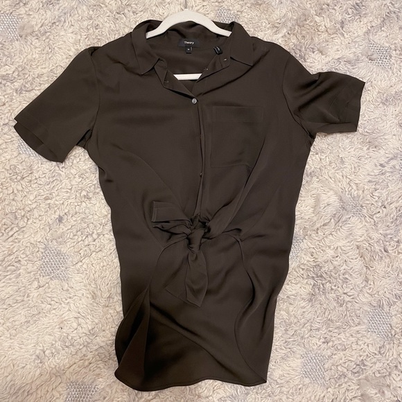 [Like New] Theory Silk Tie Waist Blouse M - Picture 1 of 5
